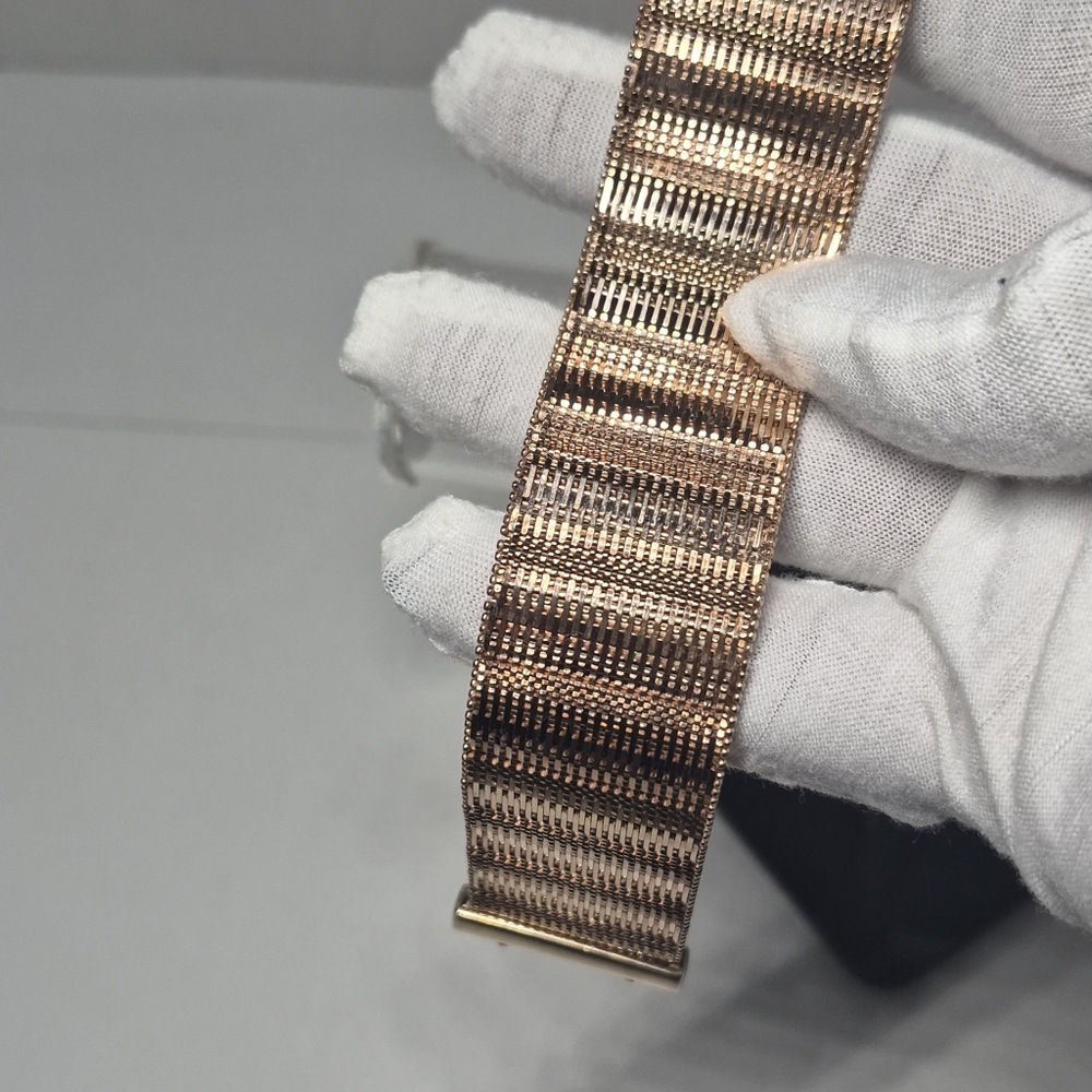 Bronzo Italia Large Bold Diamond Cut  Wide Riccio  Bracelet  Reversible - Picture 14 of 16